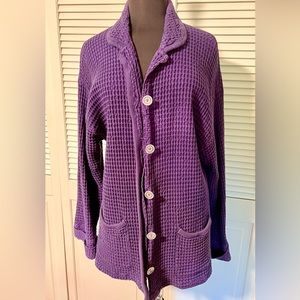 Purple waffle weave jacket unlined vintage Lg to 1X